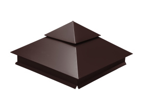 Колпак на столб двойной 390х390мм 0,5 GreenCoat Pural BT с пленкой RR 887 шоколадно-коричневый (RAL 