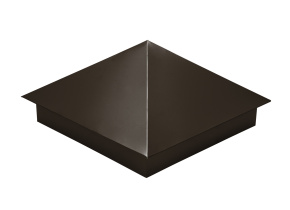 Колпак на столб 390х390мм 0,5 GreenCoat Pural BT с пленкой RR 32 темно-коричневый (RAL 8019 серо-кор
