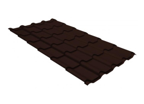 Металлочерепица камея Grand Line 0,5 GreenCoat Pural BT RR 887 шоколадно-коричневый (RAL 8017 шокола
