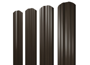 Штакетник Twin фигурный 0,5 GreenCoat Pural BT RR 32 темно-коричневый (RAL 8019 серо-коричневый)