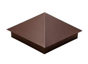 Колпак на столб 390х390мм с отливом 0,4 PE в пленке шоколадный (RAL 8017)