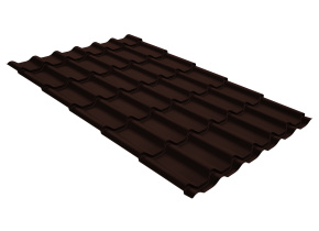 Металлочерепица классик Grand Line 0,5 GreenCoat Pural BT, matt RR 887 шоколадно-коричневый (RAL 801