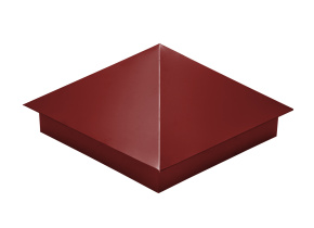 Колпак на столб 390х390мм 0,5 Satin с пленкой RAL 3011 коричнево-красный