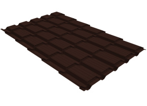 Металлочерепица Верховье квадро профи Grand Line 0,45 Drap ST RAL 8017 шоколадно-коричневый
