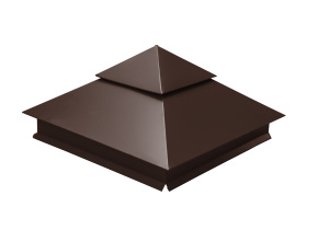 Колпак на столб двойной 390х390мм 0,5 Quarzit с пленкой RAL 8017 шоколад