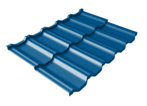 Металлочерепица модульная квинта Uno Grand Line c 3D резом 0,45 PE RAL 5005 сигнальный синий